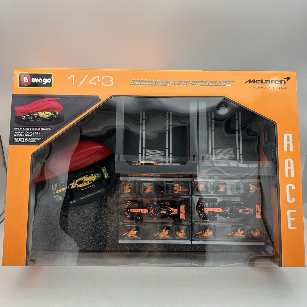 1:43 McLaren Burgao Formula 1 Racing Pit Lane Paddock Set - MCL38- NEW! Oscar 81
